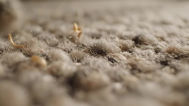 Close-up of Carpet Beetles Infestation in Carpet Fibers.
