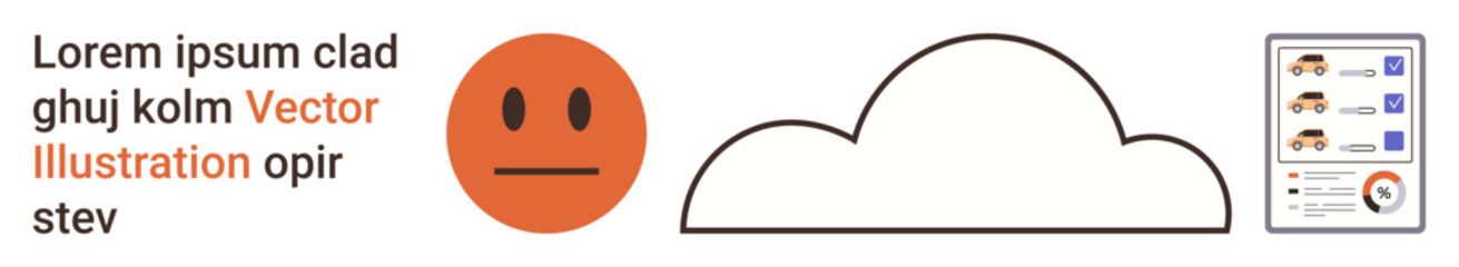 Technology, data security, cloud storage, digital identity, user profiles, emotive designs. Face icon and cloud with user interface. Technology and data security concept