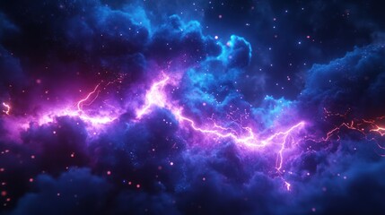 Cosmic lightning storm, vibrant nebula, energy, space background, science fiction