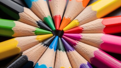 Fototapeta premium Colorful Pencils Arranged in a Circular Pattern for Creative Inspiration