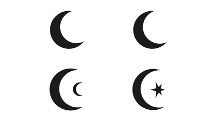 Obraz premium Crescent moon symbol set black and white design for cultural and decorative use