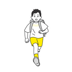 ランドセルを背負って走る元気な男の子のイメージイラスト