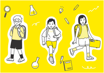 元気な小学生のイメージイラストセット
