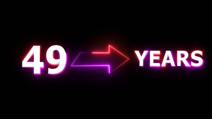 49 years counting number illustration. Celebration neon 49 years.