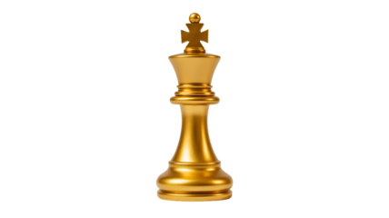 Golden chess king piece isolated on transparent background