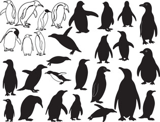 Fototapeta premium Penguin Silhouettes