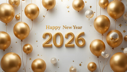 Modern Geometric New Year 2026 Poster with Metallic Gold Typography and Abstract Luxury Background for Premium Celebration Designs