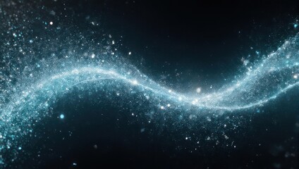 Obraz premium Abstract Swirling Blue Glitter Wave on Dark Background.