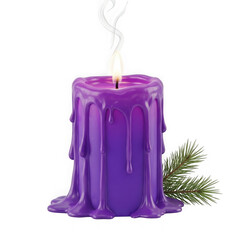 Purple candle flame isolated on transparent background
