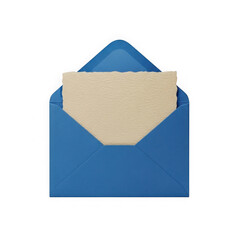 Blue envelope with paper isolated on transparent background