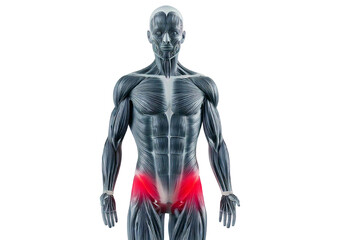 Anatomy - Inflamed Psoas Major. isolated on transparent or white background