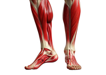 Achilles tendon with lower leg muscles isolated on transparent or white background