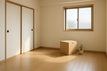 Fototapeta premium 別れの光が差し込む空室｜Quiet Apartment Room Before Moving Out