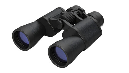 Close up of black binoculars on black