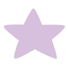 Pastel purple star shape illustrated in a clean flat style, suitable for decorative design elements, playful graphics, and modern minimalist creative vector compositions.