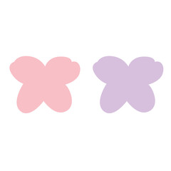 Two pastel butterfly silhouettes in soft pink and lavender tones, designed as simple flat decorative vector elements for creative, playful, and whimsical graphic projects.