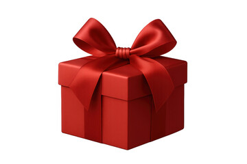 Obraz premium Red gift box featuring a rich scarlet satin ribbon and bow, symbolizing surprise and generosity for any festive occasion
