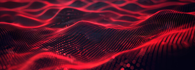 Red Digital Waves: A mesmerizing display of flowing, radiant red digital waves, evoking a sense of futuristic movement, data visualization, and technological energy.