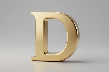 Obraz premium Shiny gold three dimensional letter D on a soft neutral background