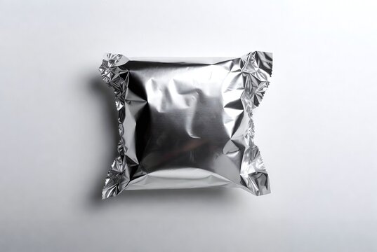 Silver Foil Packaging for Gourmet Snacks: Modern, Minimalistic, and Shiny Design for Prepackaged Candy and Crisps