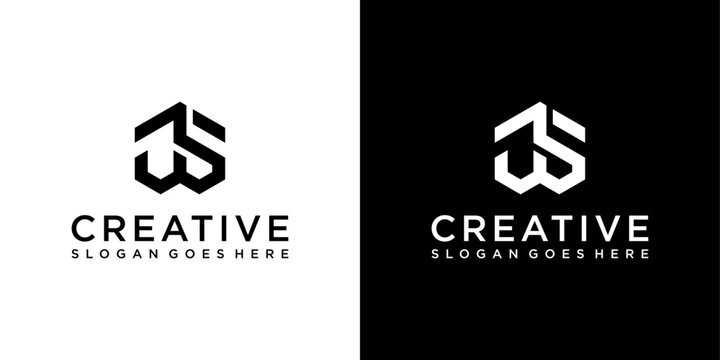 JS or SJ initial letter logo design vector