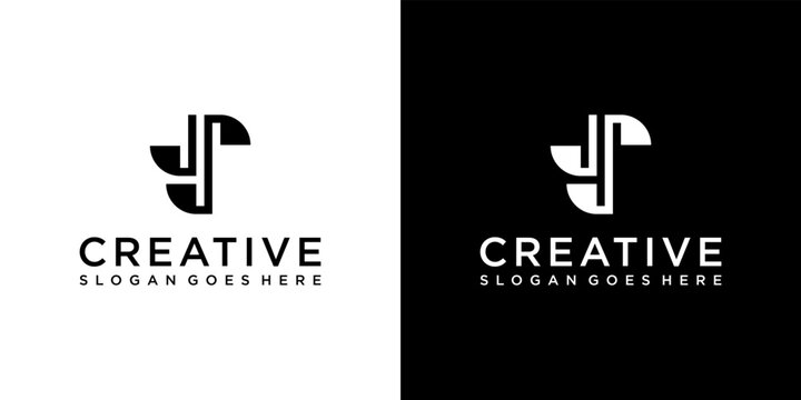 JS or SJ initial letter logo design vector