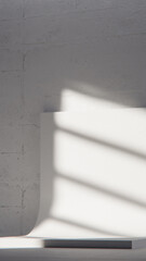 Minimal 3D scene with curved white backdrop and concrete texture. Ideal for product display, branding, and modern design mockups with natural light and shadow play.