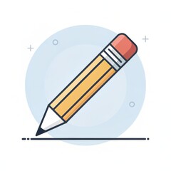 A pencil is drawn in a circle with a red eraser