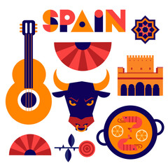 set of andalusian vector icons and symbols