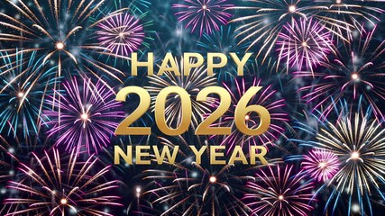 happy new year 2026 fireworks celebration dynamic digital art greeting | newyear, celebration, holiday, greeting, party theme