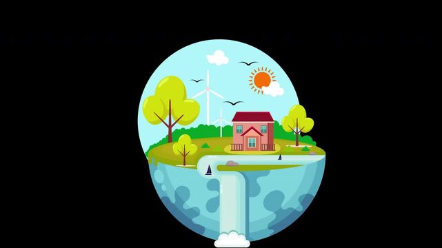 Eco Friendly Sustainable City Earth Day Animation Alpha Channel