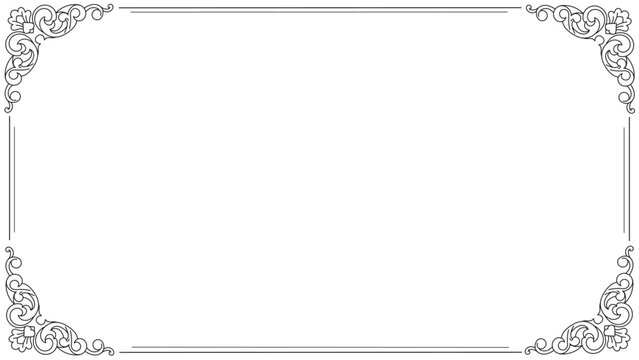 Classic Vintage Ornamental Rectangular Frame Vector with Elegant Victorian Line Border Design