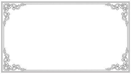 Classic Vintage Ornamental Rectangular Frame Vector with Elegant Victorian Line Border Design