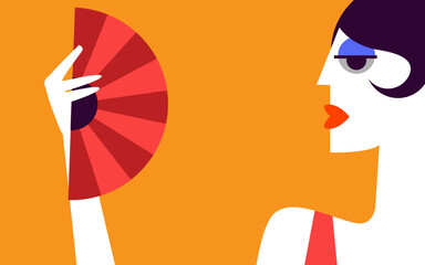 yellow flamenco vector background with woman