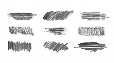 A set of black pencil strokes on a white background. Vector doodles.