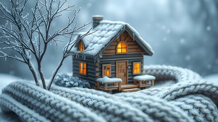 Cozy cabin in winter wonderland