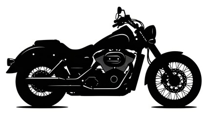 Naklejka premium Silhouette depiction of a classic cruiser motorcycle evokes powerful imagery of freedom and