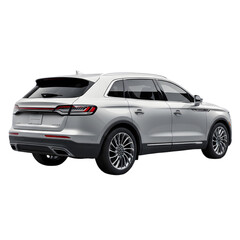 Silver acura mdx rear view isolated on transparent background