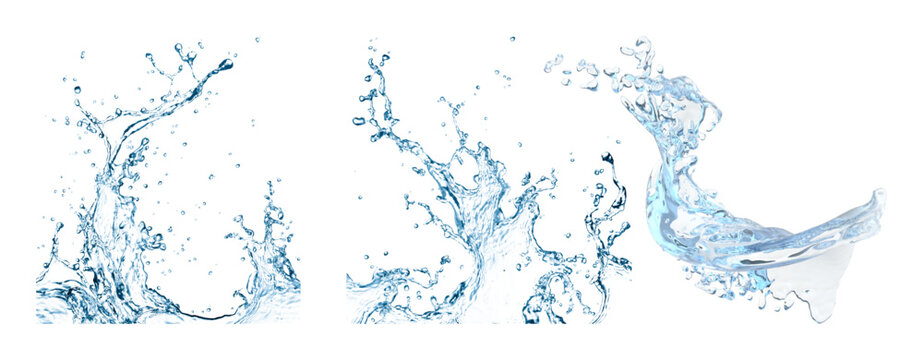 Set of Refreshing Blue Liquid Splash Design