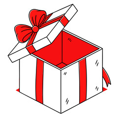 Open Empty Gift Box with Red Ribbon Present with vector illustration