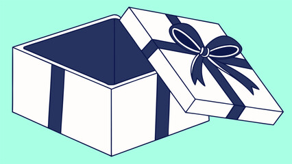 Open Empty Gift Box Blue Ribbon Celebration with vector illustration