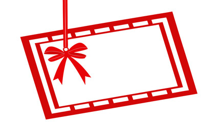 Blank Red Ribbon Gift Tag Frame Design with vector illustration