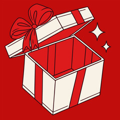 Empty Open Gift Box Red Bow Celebration Concept with vector illustration