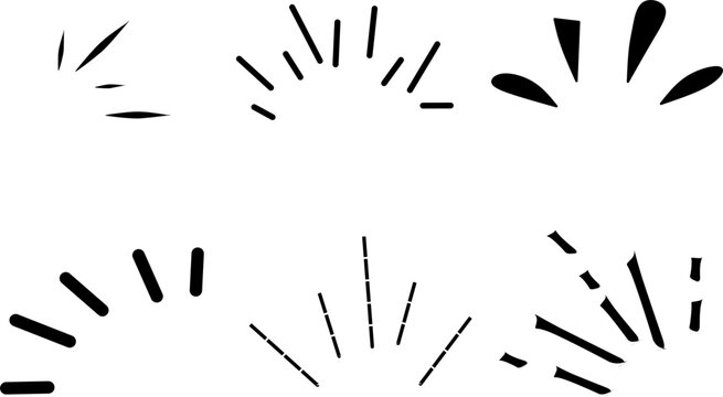 Abstract burst line elements in various shapes and styles, perfect for comic effects, highlights, decorations, and dynamic creative design accents art