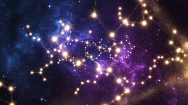 Celestial tapestry of stellar constellations shimmering