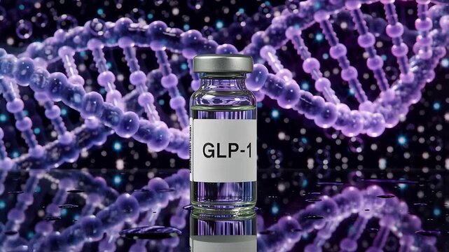 glp-1 hormone vial animation: diabetes & weight loss treatment concept | health, science, medicine, pharmaceutical, treatment theme