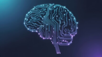 Abstract circuit board brain representing artificial intelligence