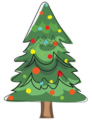 A Christmas tree in a continuous line drawing style.