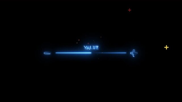 Glowing neon value added virtual icon animation . concept of increase value added business and service,market,Benefits, Growth, Quality control icon animation. Abstract value added virtual icon.