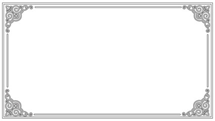 Classic Vintage Ornamental Rectangular Frame Vector with Elegant Victorian Line Border Design